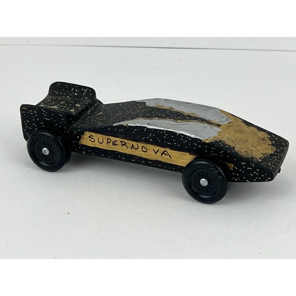 Pinewood Derby Wooden Race Car Black Painted Handmade BSA Cub Scouts VTG - Picture 3 of 13